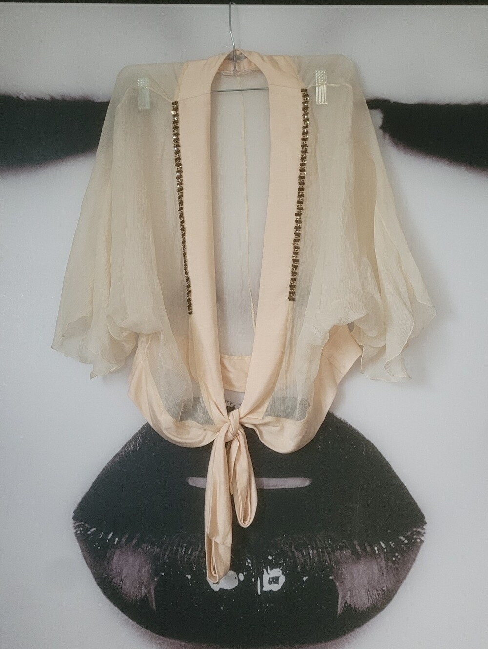 Large Sheer Silk Shrug W Jewels